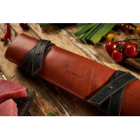 Mergel Leder-Messertasche für drei Messer in Mahogany