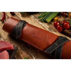 Mergel Leder-Messertasche für drei Messer in Mahogany