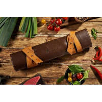 Mergel Leder-Messertasche für drei Messer in Chestnut