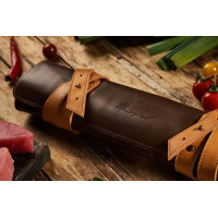 Mergel Leder-Messertasche für drei Messer in Chestnut
