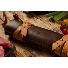 Mergel Leder-Messertasche für drei Messer in Chestnut