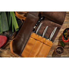 Mergel Leder-Messertasche für drei Messer in Chestnut
