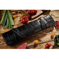 Mergel Leder-Messertasche für drei Messer in Dark Ostrich