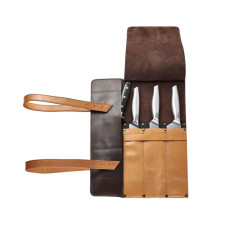 Mergel Leder-Messertasche für drei Messer in Chestnut