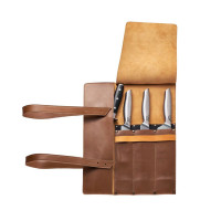 Mergel Leder-Messertasche für drei Messer in Amber