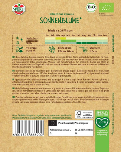 Sperli BIO Sonnenblumensamen