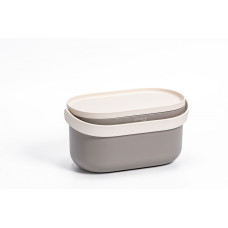 Plastia Biomüll Behälter mit Rahmen und Beuteln, Taupe und Elfenbein