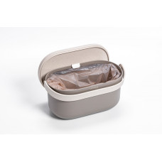 Plastia Biomüll Behälter mit Rahmen und Beuteln, Taupe und Elfenbein mit Kaffeesatz-Beimischung