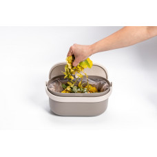 Plastia Biomüll Behälter mit Rahmen und Beuteln, Taupe und Elfenbein