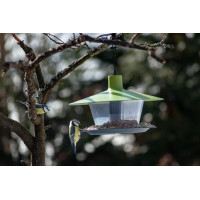 Plastia Vogelfutterhaus Finch, grünes Dach, Boden anthrazit