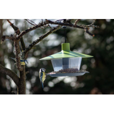Plastia Vogelfutterhaus Finch, grünes Dach, Boden anthrazit