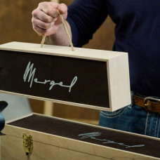 Mergel Lederschürze Nr. 91 In Chestnut, in Holz-Geschenkbox