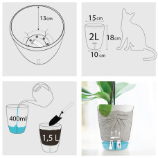 Happy-Plants Orchidea Twin Orchideentopf Selbstbewässernd Ø 15 cm, H 18 cm 2 Liter - Blau