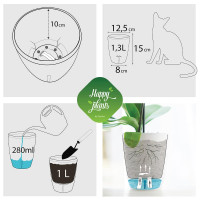 Happy-Plants Orchidea Twin Orchideentopf Selbstbewässernd Ø 12.5 cm, H 15 cm 1.3 Liter - Anthrazit